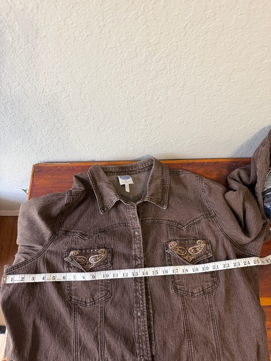 Vintage Brown Denim Jacket Embroidered Paisley floral design - Picture 6 of 6